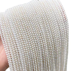 Lustrous natural white freshwater pearl round beads strands for DIY jewelry making