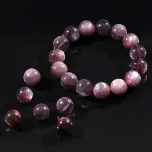 Cuentas redondas de lepidolita morada natural para la creación de joyas y pulseras DIY