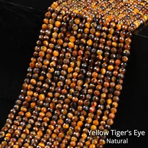 Natural Yellow Tiger Eye Stone Faceted Round Beads Loose Beads For DIY Jewelry Making Bracelet Necklace Accessories