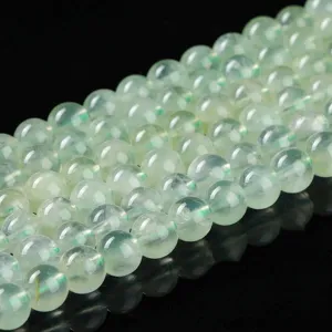Perle rotonde in prehnite naturale verde chiaro per la creazione di collane e bracciali fai-da-te