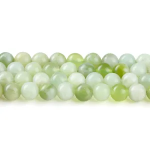 Perle tonde in giada Xiuyan verde chiaro naturale per la creazione di gioielli e braccialetti