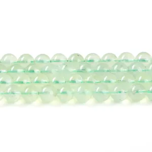 Perle rotonde in prehnite verde chiaro naturale per la creazione di gioielli fai da te