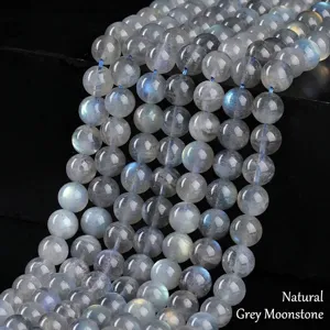 Natürliche Graue Mondstein Lose Perlen Runde Labradorit Blau Glanz Edelstein Perlen Für DIY Schmuckherstellung Zubehör Armband Halskette