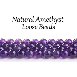 Natural purple amethyst round gemstone beads for DIY jewelry and bracelet making
