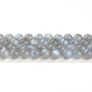 Hochwertige natürliche 4mm graue Mondsteinperlen mit blauem Glanz für DIY-Schmuckherstellung