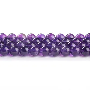 High quality natural amethyst round loose beads for DIY jewelry making and bracelet design