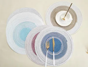 Set de table tisse nordique en fil de coton degrade isolation thermique cuisine detail vue