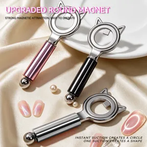 Professional cat-eye nail art magnet tool with cat ears design and metallic ball head