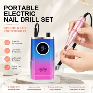 Professional 45000 RPM portable electric nail drill set for home salon results