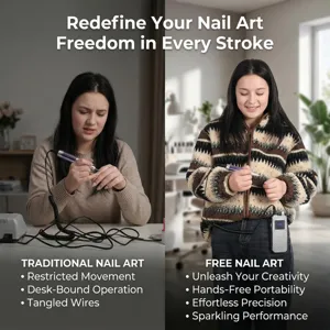 Portable rhinestone electric nail drill compared to traditional corded desk-bound model