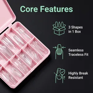 Punte per unghie finte trasparenti di alta qualità in tre forme diverse in scatola rosa