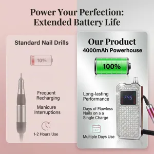 Luxury rhinestone-studded nail drill power unit with 4000mAh long battery life
