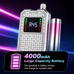 Detail of a portable rhinestone nail drill machine with a 4000mAh battery capacity display.