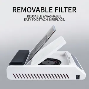 Vista dettagliata dell'aspiratore per unghie da 100W con il filtro lavabile e rimovibile