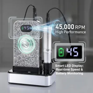 Professional 45,000 RPM rhinestone electric nail drill with smart LED display