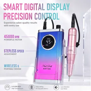 Professional portable 45000 RPM electric nail drill machine with smart digital display