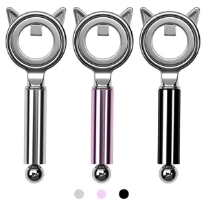 Detailed view of three cat-eared nail art magnet rods in silver, pink, and black.