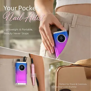 45000 RPM portable electric nail drill in pocket, perfect for travel and commute usage