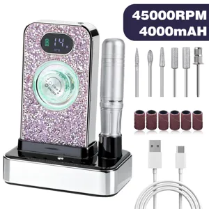 Professional rhinestone electric nail drill machine set with 45000RPM and accessories