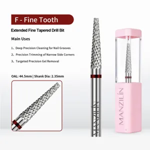 Detailed view of fine tapered tungsten steel nail drill bit for precision cleaning