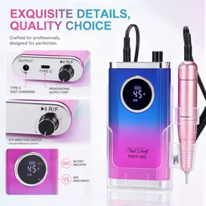 Professional 45000RPM portable nail drill with LCD display and Type-C fast charging.