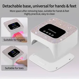 Lampada per unghie a LED bianca con strass e base rimovibile per mani e piedi