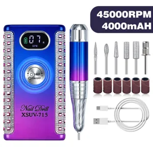 Professionele nagelboor set met strass 45000RPM en diverse polijst opzetstukken