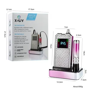 Professional high-speed rhinestone nail drill 45000 RPM with detailed dimensions shown.