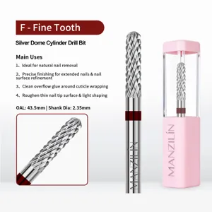 Silver dome cylinder tungsten steel nail drill bit with fine tooth for nail removal