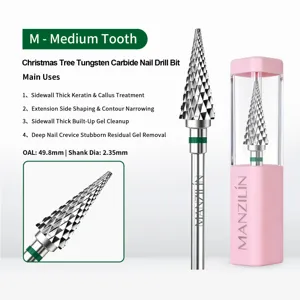 Professional Christmas tree tungsten carbide nail drill bit with M medium tooth for gel removal