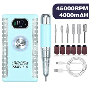 Professionele draagbare nagelboor set met strass steentjes, 45000RPM en 4000mAh accu