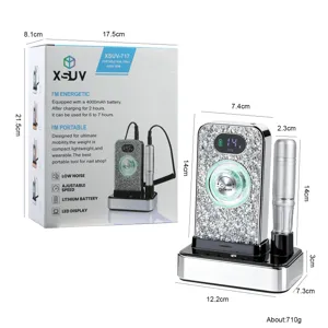 Professional 45000 RPM rhinestone portable nail drill with LED display and dimensions