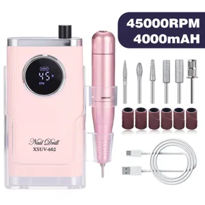 Professional portable 45000RPM rechargeable nail drill machine set with 4000mAh battery