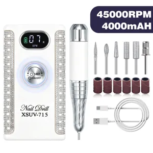 Professionele draagbare strass nagelboor machine 45000RPM macro detail met bitjes