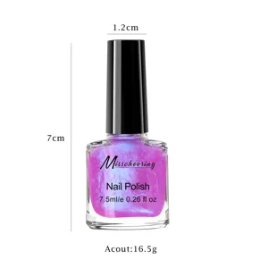Dimensions détaillées du produit et poids du flacon de vernis à ongles rose nacré