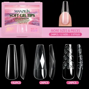Set di 240 punte per unghie in gel morbido con texture 3D a diamante e scaglie di pesce