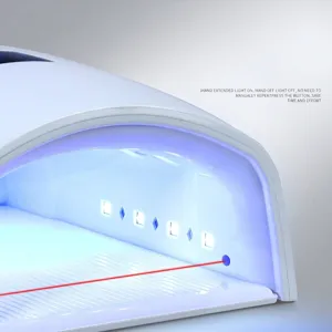 Detail of 66W rechargeable nail lamp showing smart infrared sensor for gel polish curing