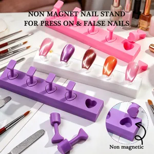 Heart Shaped Non Magnetic Nail Art Display Stand For Press On Nails Practice Holder Macaron Color DIY Manicure Tool