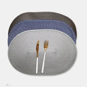 Set de table ovale en plastique PP tressé style nordique isolation thermique