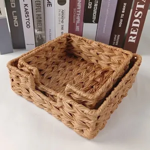 Minimalist PP Woven Tissue Box For Living Room Dining Table Waterproof Napkin Holder Home Storage Case Decor Coffee Color