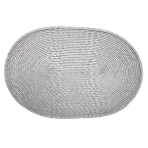 Set de table ovale gris en PP tissé minimaliste tapis isolant thermique de table.