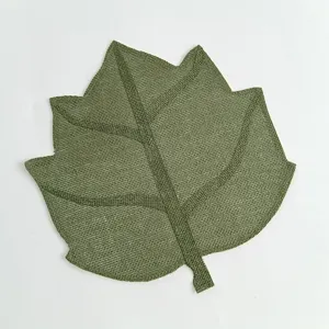 Grüne Blatt gewebte Tischset, handgemachte Papierkordel Matte, Naturstil Wohndeko Detail