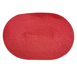 Set de table tressé en PP rouge tapis de table ovale pour salle à manger cuisine décoration