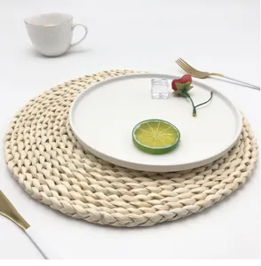 Japanese style natural corn husk woven placemat thick heat insulation mat tableware