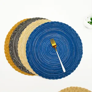 Woven cotton placemat round table mat heat resistant table runner kitchen dining room tableware decor pad
