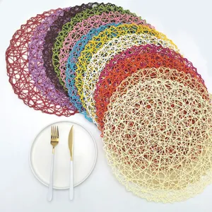 Modern Minimalistisch Rond Papiertouw Tafelset Geweven Warmte-Isolatie Tafelmat Decoratieve Onderzetter Voor Keuken Thuis