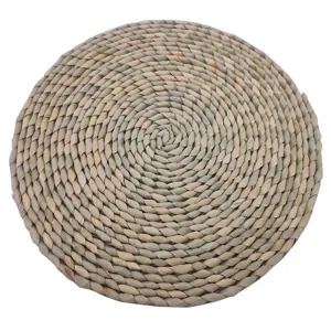 Handmade natural straw woven placemat round heat insulation table mat for dining kitchen decor