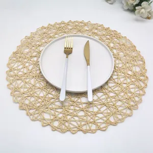 Ronde geweven papier touw placemat modern minimalistisch eettafel hittebestendige mat