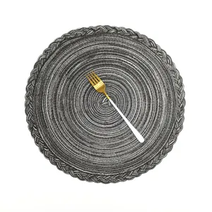 Round braided placemat dark grey woven table mat heat resistant kitchen dining room decor
