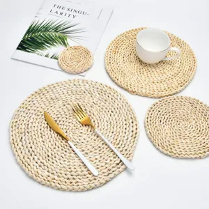 Japanese Minimalist Corn Husk Woven Placemat Thicker Heat Insulation Mat Table Mat Tea Cup Mat Pot Holder